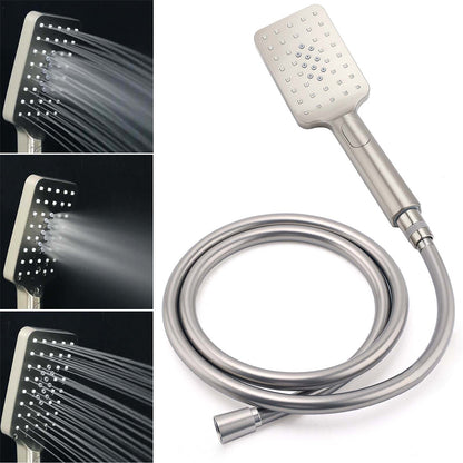 Brushed Nickel 2in1 Square 8" Thin Rainfall Head Shower Handheld Sliding Rail Arm Set - Image 7
