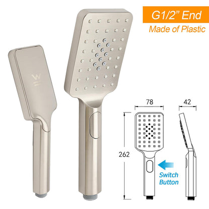 Brushed Nickel 2in1 Square 12" Thin Rainfall Head Shower 3 Modes Handheld Sliding Rail Arm Set - Image 7