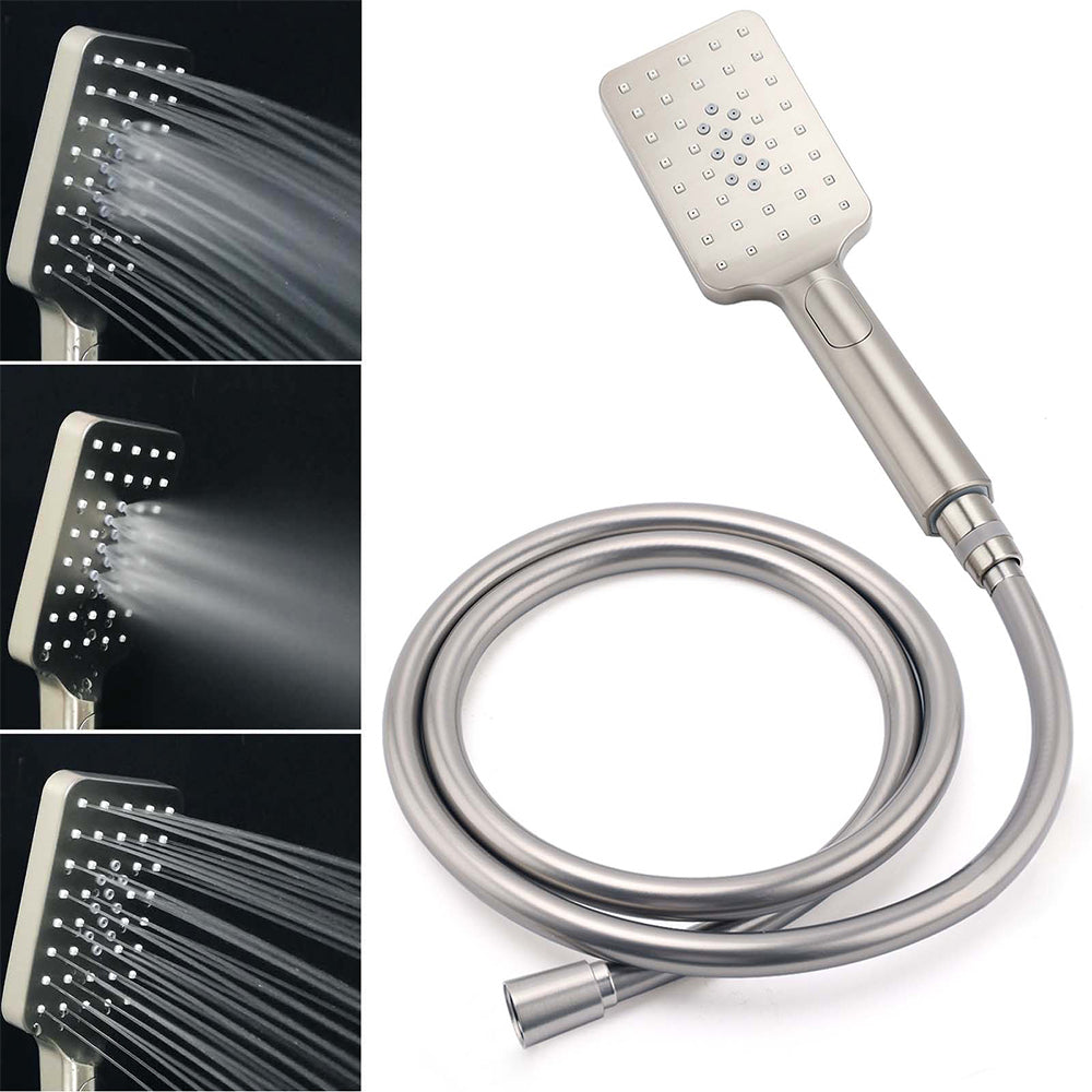 WELS Brushed Nickel 12" Rain Head Shower Square 3 Modes Handheld Sliding Rail Arm Mixer Dual Set - Image 6