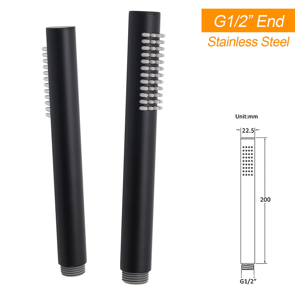 Matte Black Large 12" Round Shower Head Twin Set Stainless Steel Handheld Diverter Wall Rail Arm - Image 8