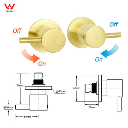 WELS Brushed Gold Round 12" Shower Head 3 Mode Handheld Rose Sliding Rail Twin Taps Set - Image 8