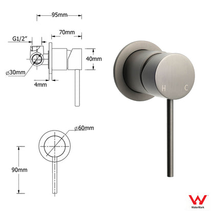 Gun Metal Round Shower 2in1 Set 10" Rain Head 3 Modes Handheld Sliding Rail Small Face Mixer - Image 8