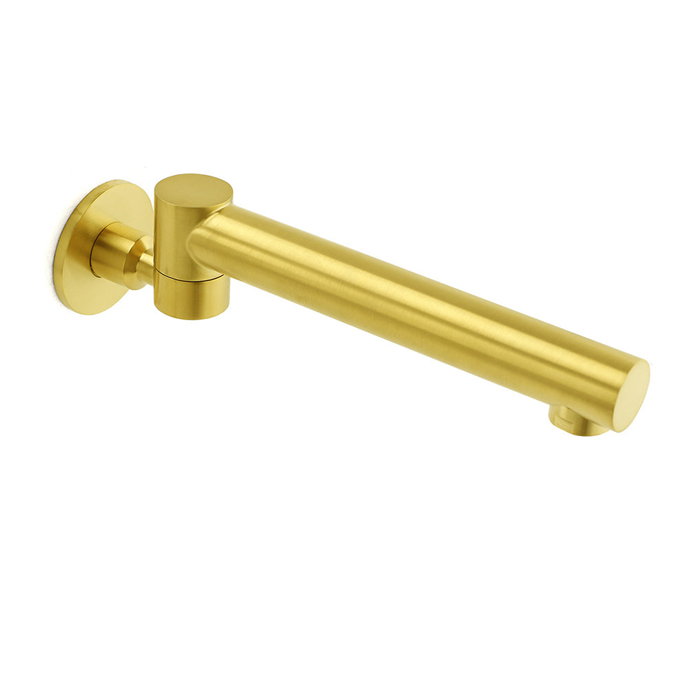 Brushed Gold Round Basin Wall Mounted Faucet Outlet Swivel Bathtub Stainless Steel Spout - Image 2