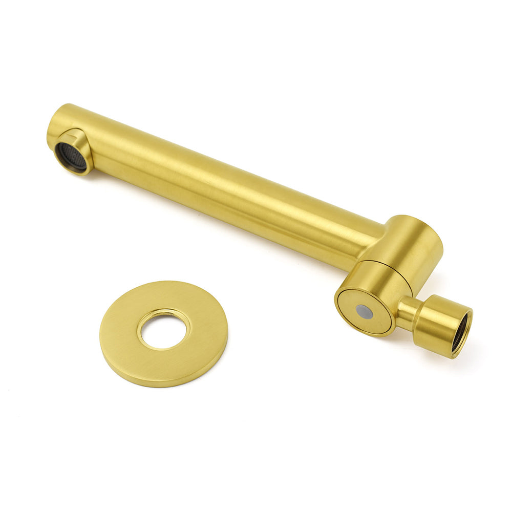 Brushed Gold Round Basin Wall Mounted Faucet Outlet Swivel Bathtub Stainless Steel Spout - Image 5