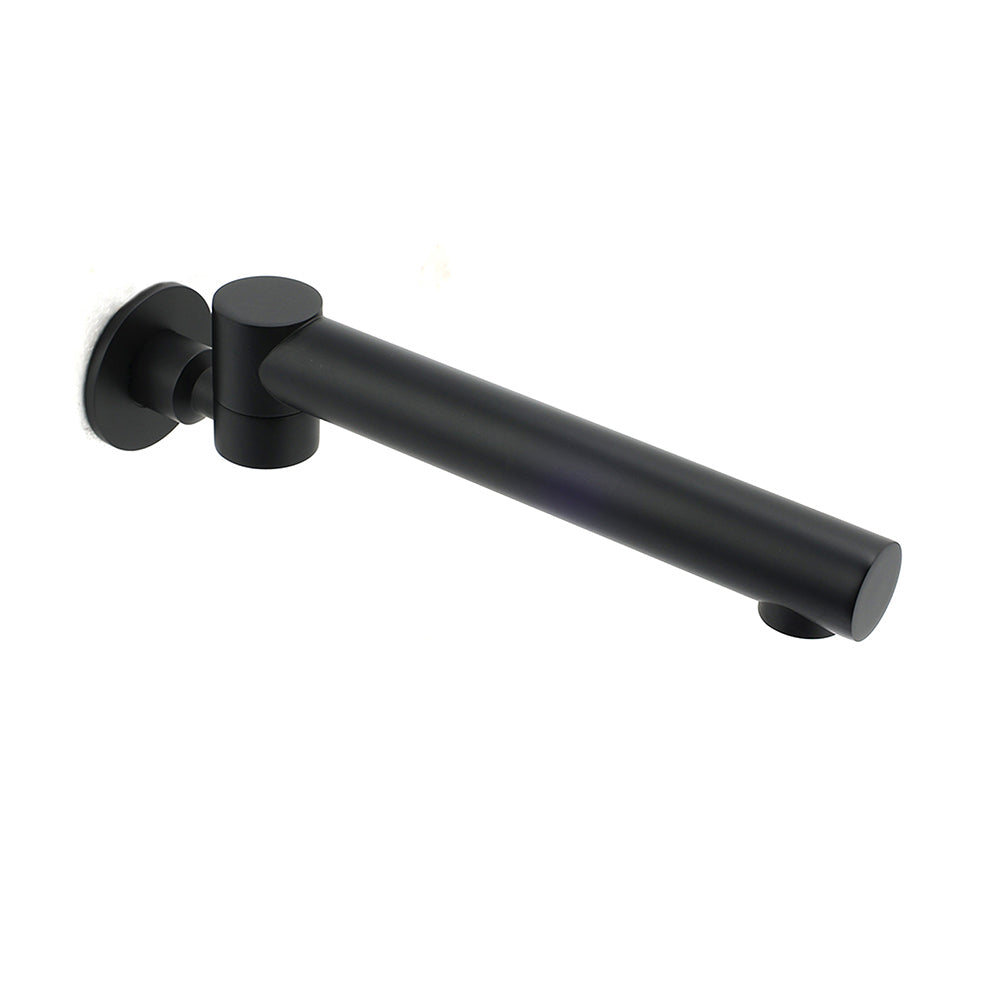 Matt Black Round Basin Wall Mounted Spout Faucet Outlet 180° Swivel Tap Watermark - Image 2