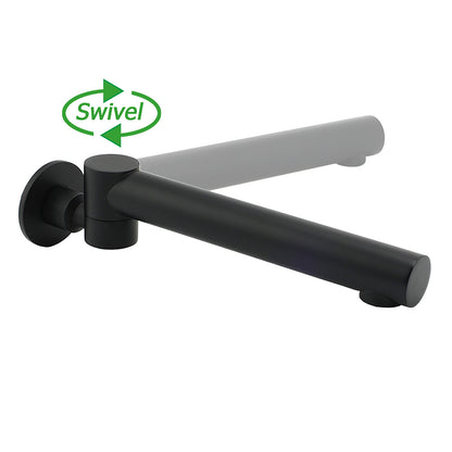 Matt Black Round Basin Wall Mounted Spout Faucet Outlet 180° Swivel Tap Watermark - Image 4