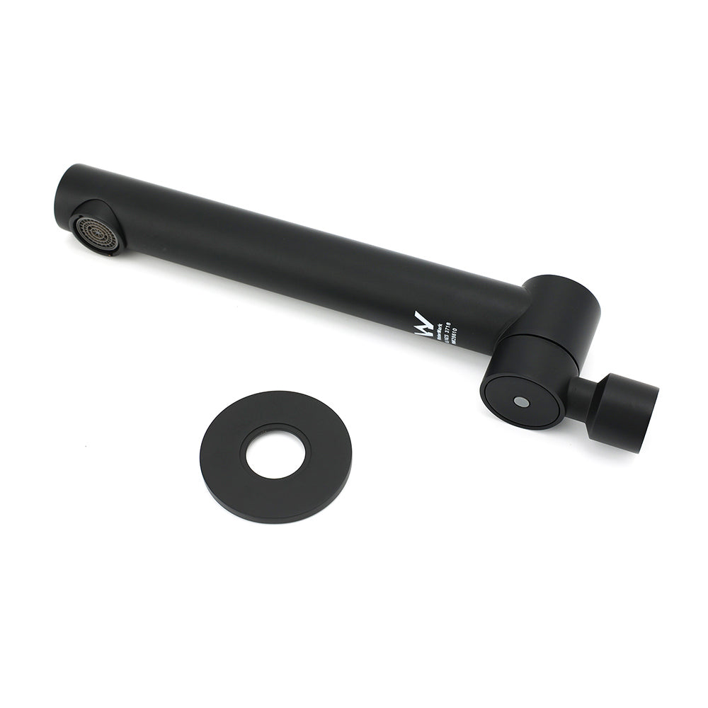 Matt Black Round Basin Wall Mounted Spout Faucet Outlet 180° Swivel Tap Watermark - Image 5