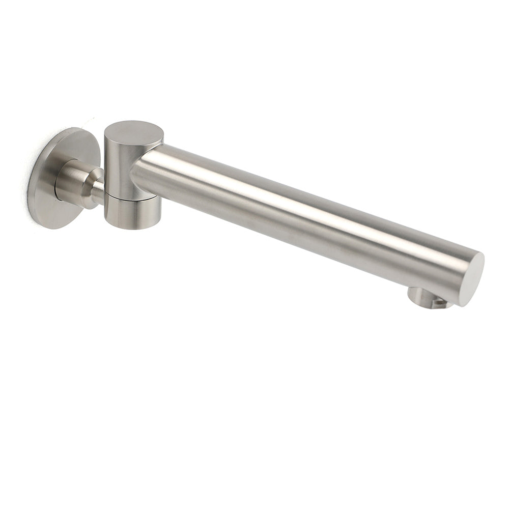 Brushed Nickel Round Basin Wall Mounted Faucet Outlet 180 Swivel Vanity Bathtub Spout - Image 2
