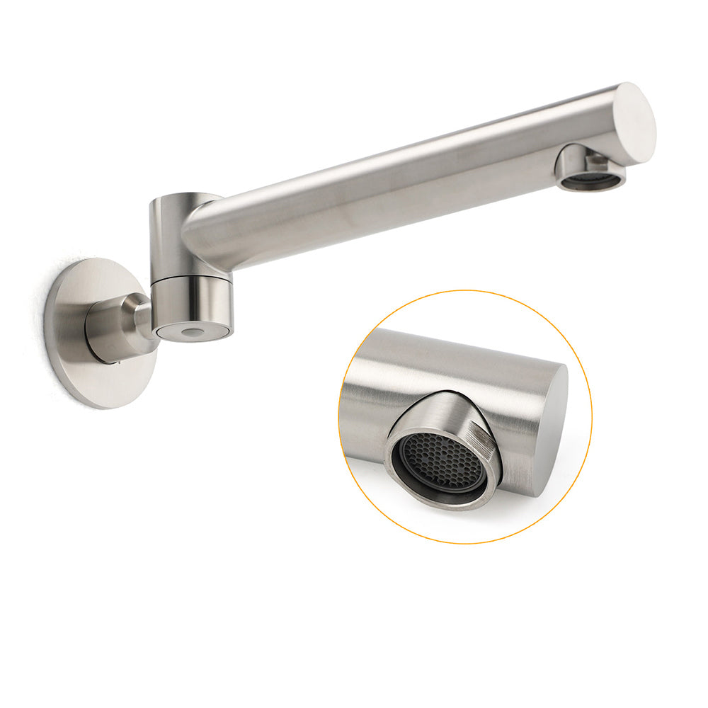 Brushed Nickel Round Basin Wall Mounted Faucet Outlet 180 Swivel Vanity Bathtub Spout - Image 3