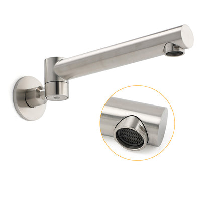 Brushed Nickel Round Basin Wall Mounted Faucet Outlet 180 Swivel Vanity Bathtub Spout - Image 3