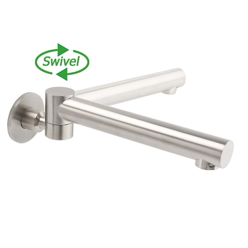 Brushed Nickel Round Basin Wall Mounted Faucet Outlet 180 Swivel Vanity Bathtub Spout - Image 4