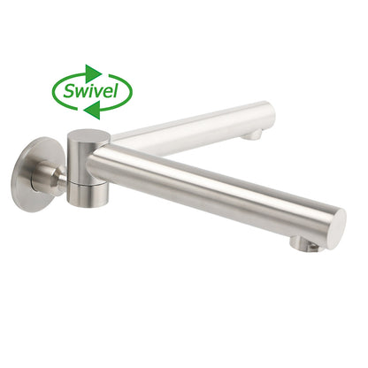 Brushed Nickel Round Basin Wall Mounted Faucet Outlet 180 Swivel Vanity Bathtub Spout - Image 4
