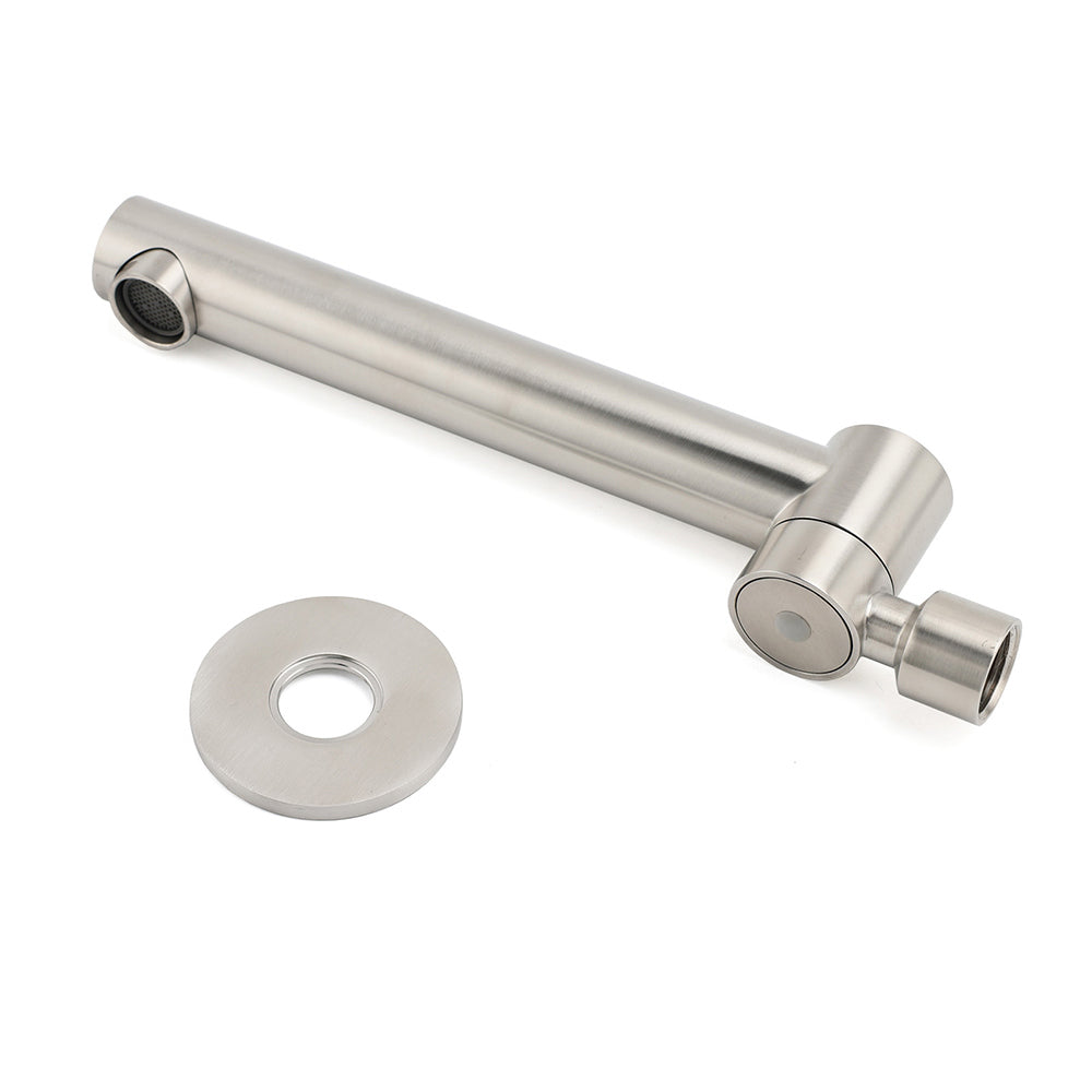 Brushed Nickel Round Basin Wall Mounted Faucet Outlet 180 Swivel Vanity Bathtub Spout - Image 5