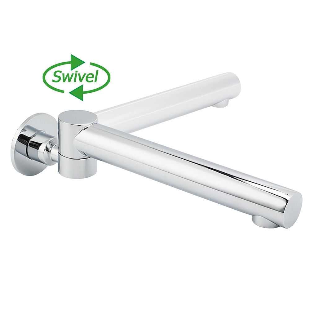 Watermark Chrome Round Basin Wall Mount Faucet Outlet 180° Swivel Brass Bath Tub Spout - Image 4