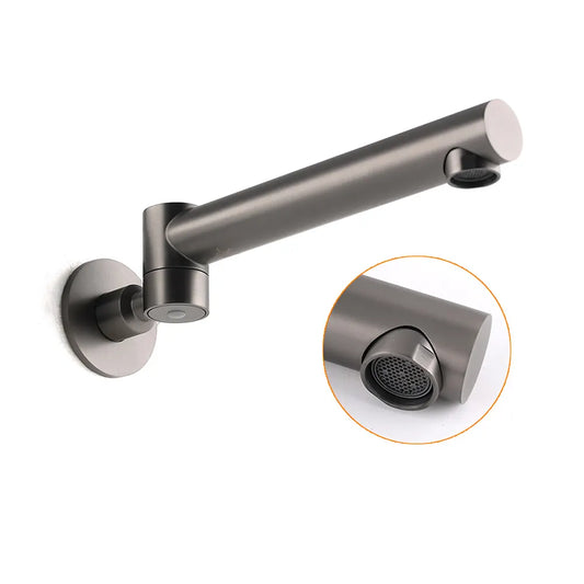 Gun Metal Round Wall Mounted 180 Swivel Bathtub Faucet Water Outlet Vanity Spout - Image 3
