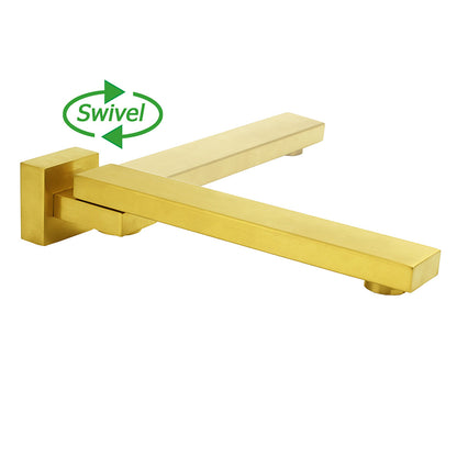 Brushed Gold Square Stainless Steel 180 Swivel Bathtub Faucet Water Outlet Spout - Image 4