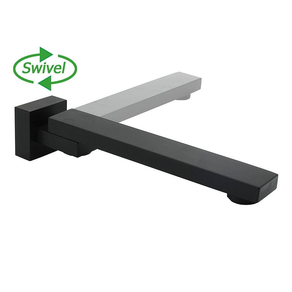 Matte Black Square Bathtub Faucet 180° Swivel Water Spout Outlet Basin Watermark - Image 4