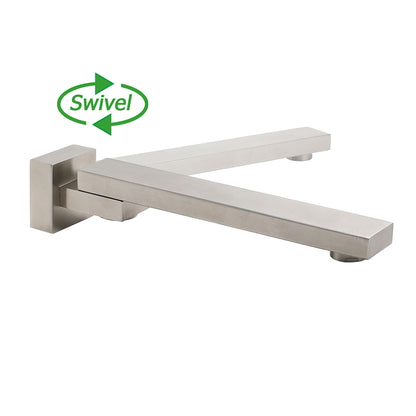 Brushed Nickel Square Stainless Steel Swivel Spout Bathtub Bubble Faucet Outlet - Image 3