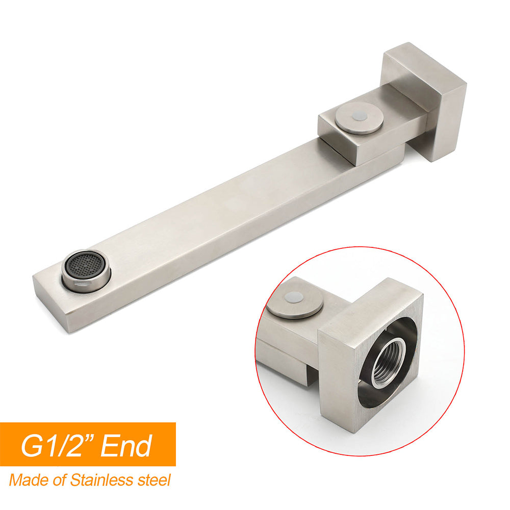 Brushed Nickel Square Stainless Steel Swivel Spout Bathtub Bubble Faucet Outlet - Image 4