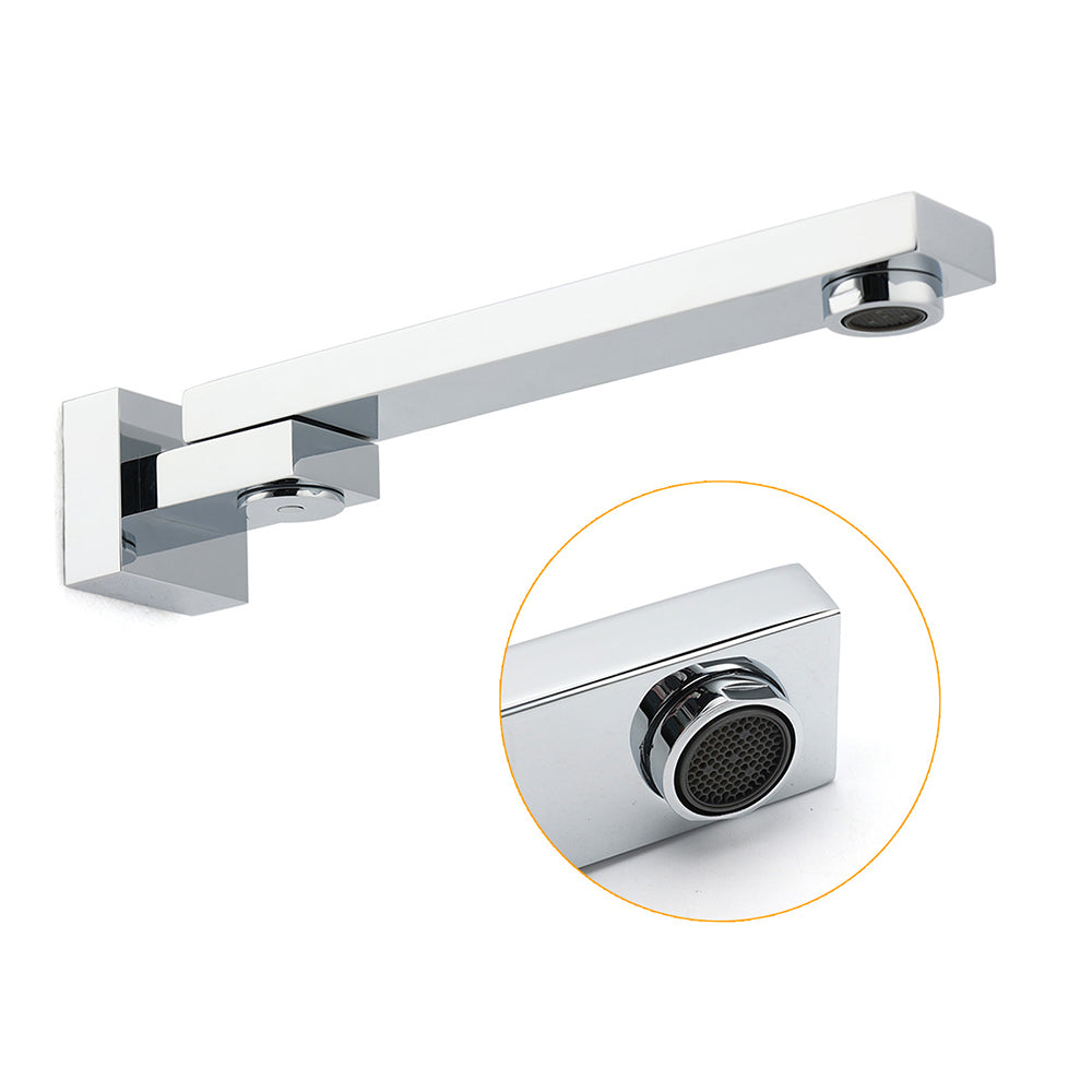 Chrome Square Stainless Steel Shower Bathtub Water Spout Faucet Outlet Tap 180° Swivel Set - Image 2