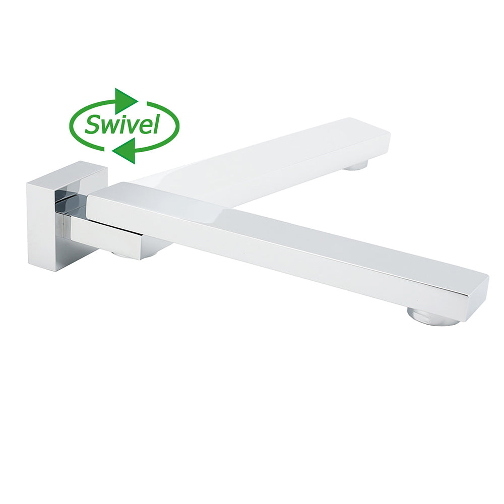 Chrome Square Stainless Steel Shower Bathtub Water Spout Faucet Outlet Tap 180° Swivel Set - Image 3