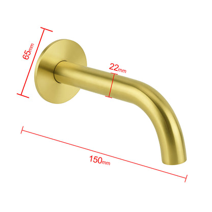 Brushed Gold 150mm Round Curve Faucet Outlet Bathroom Tub Water Filler Spout Set - Image 2