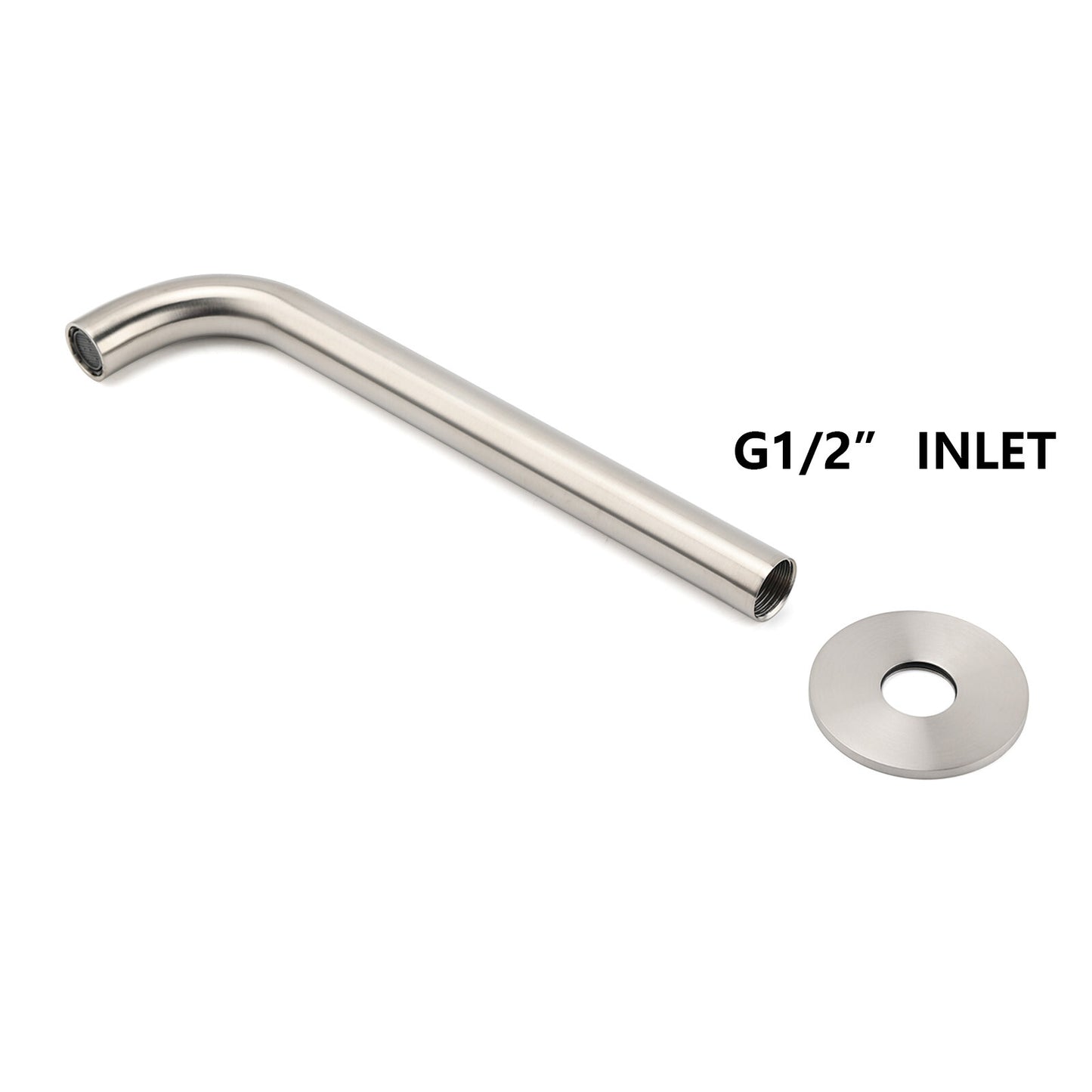 Brushed Nickel Round 250mm Long Spout Bath Tub Wall Mounted Water Filler Outlet - Image 5