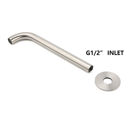 Brushed Nickel Round 250mm Long Spout Bath Tub Wall Mounted Water Filler Outlet - Image 5