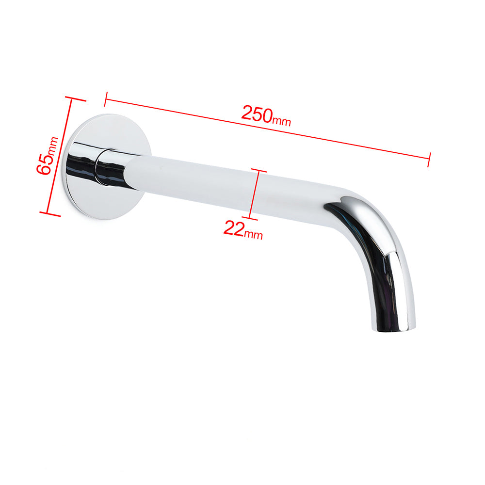 Polisehd Chrome Round 250mm Long Water Filler Spout Bath Tub Wall Mounted Outlet - Image 2