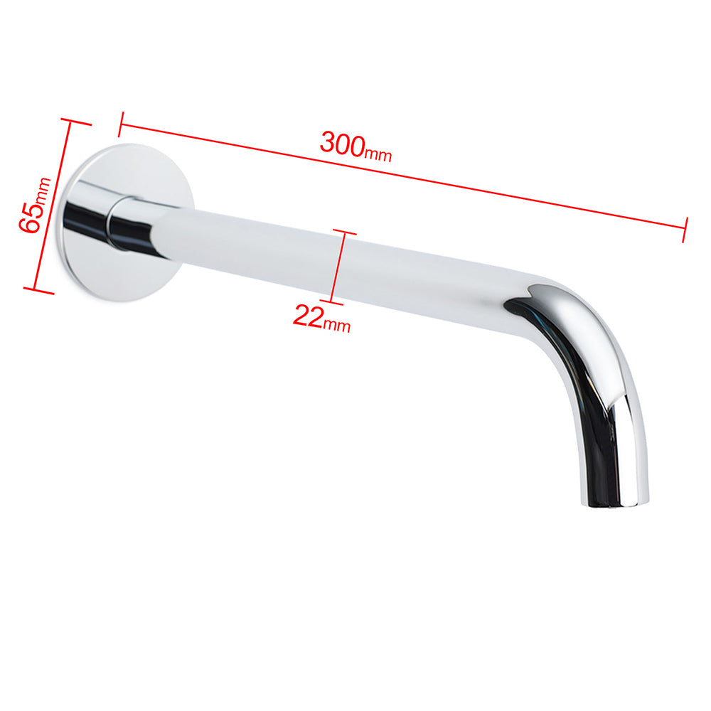 300mm Extra Long Wall Mounted Chrome Round Extention Bathtub Filler Spout Outlet - Image 2