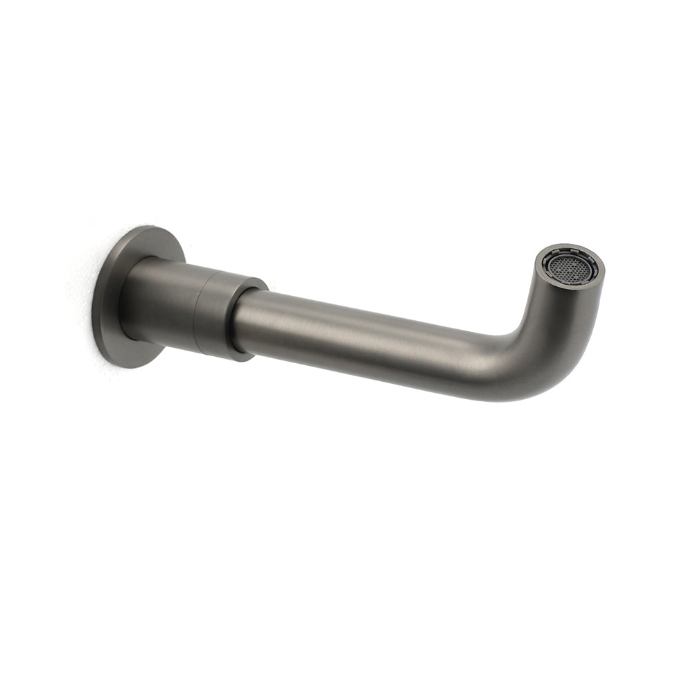 Gun Metal Grey Round Bathtub Spout Basin Curve Faucet Bubble Water Outlet 304SUS - Image 2