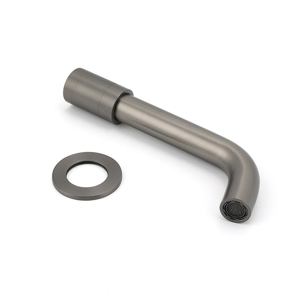 Gun Metal Grey Round Bathtub Spout Basin Curve Faucet Bubble Water Outlet 304SUS - Image 6