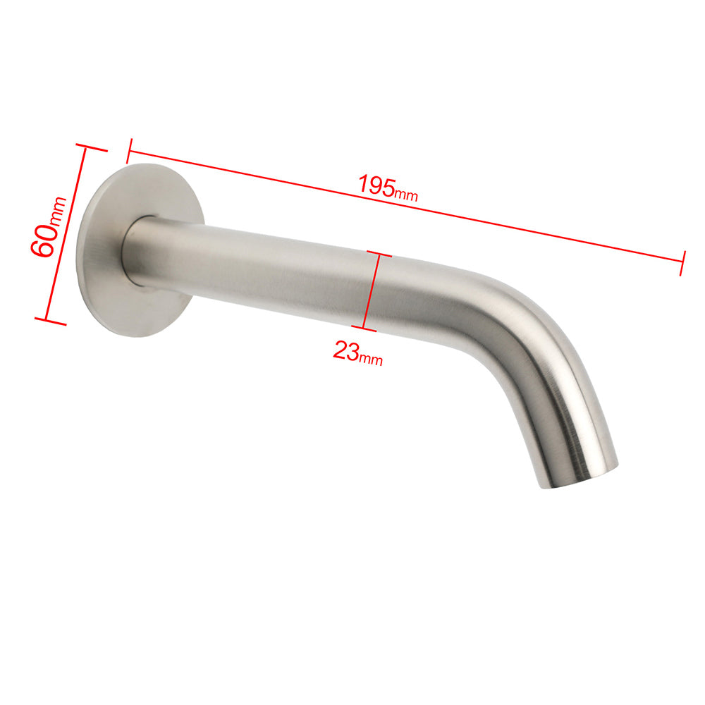 Brushed Nickel Round Curve Basin Bubble Faucet Water Outlet Bath Tub Wall Spout - Image 2