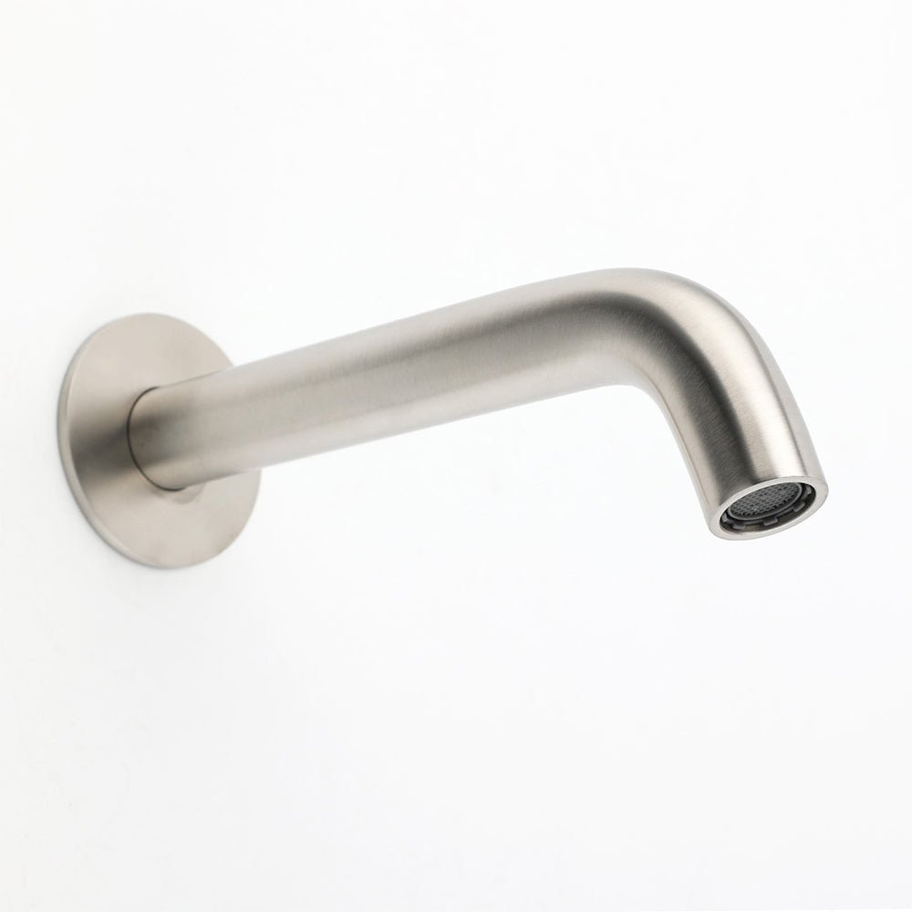 Brushed Nickel Round Curve Basin Bubble Faucet Water Outlet Bath Tub Wall Spout - Image 4