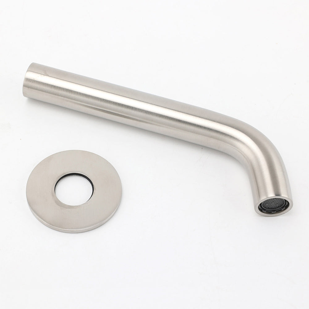 Brushed Nickel Round Curve Basin Bubble Faucet Water Outlet Bath Tub Wall Spout - Image 6