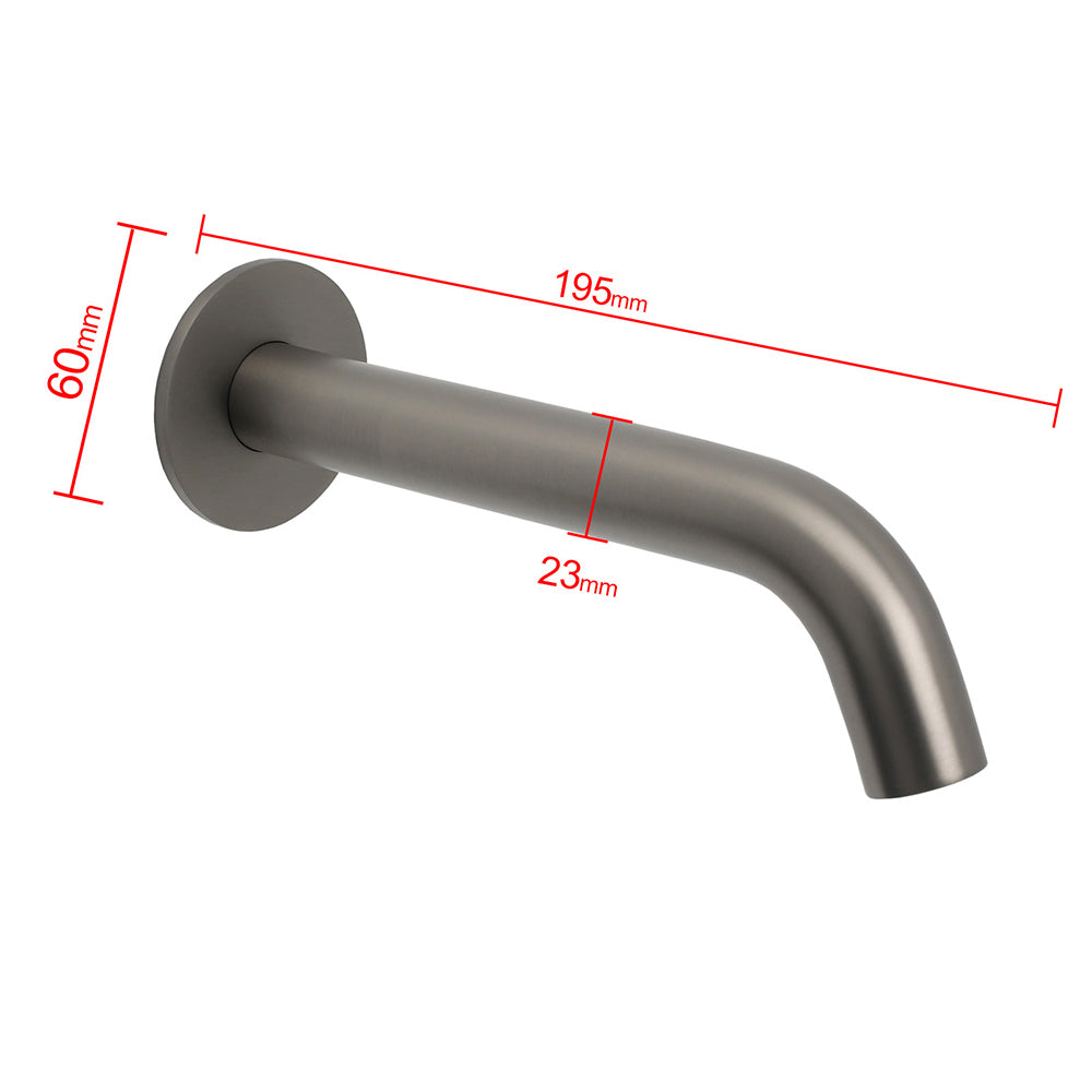 Gun Metal Grey Round Bathtub Spout Basin Curve Faucet Bubble Wall Mounted Outlet - Image 2
