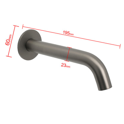 Gun Metal Grey Round Bathtub Spout Basin Curve Faucet Bubble Wall Mounted Outlet - Image 2
