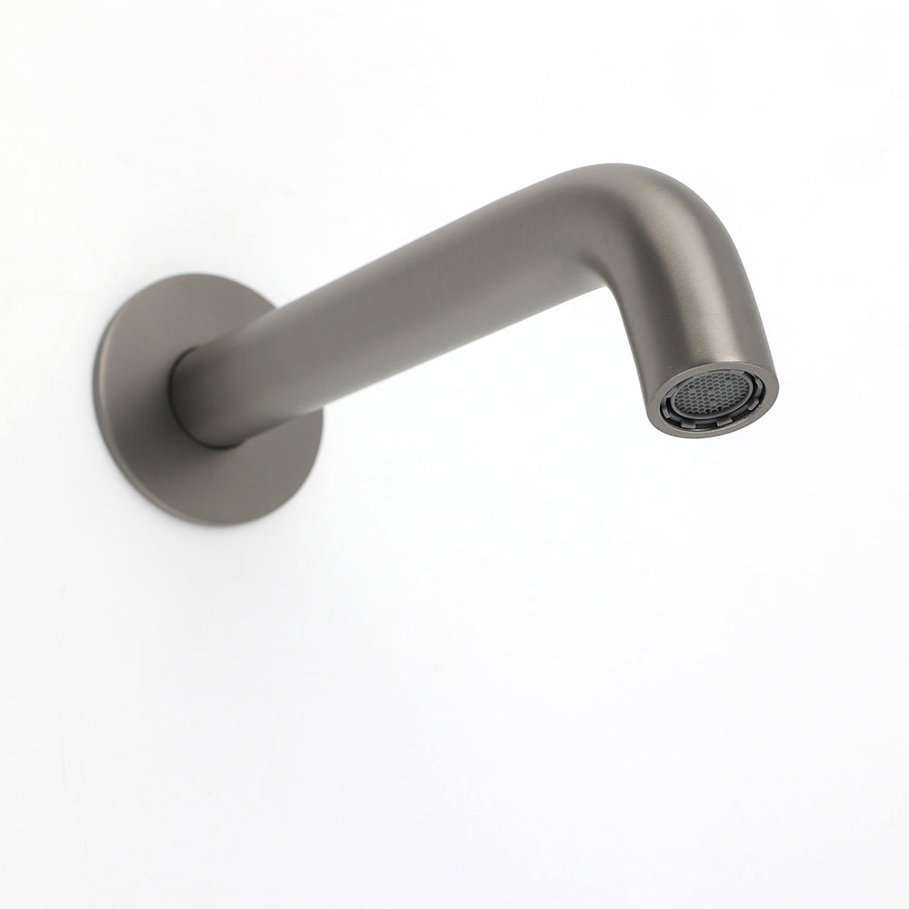 Gun Metal Grey Round Bathtub Spout Basin Curve Faucet Bubble Wall Mounted Outlet - Image 4
