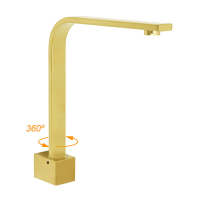 Brushed Gold Square Bathroom Spout Gooseneck Arm Bathtub Filler Tap Water Outlet - Image 2