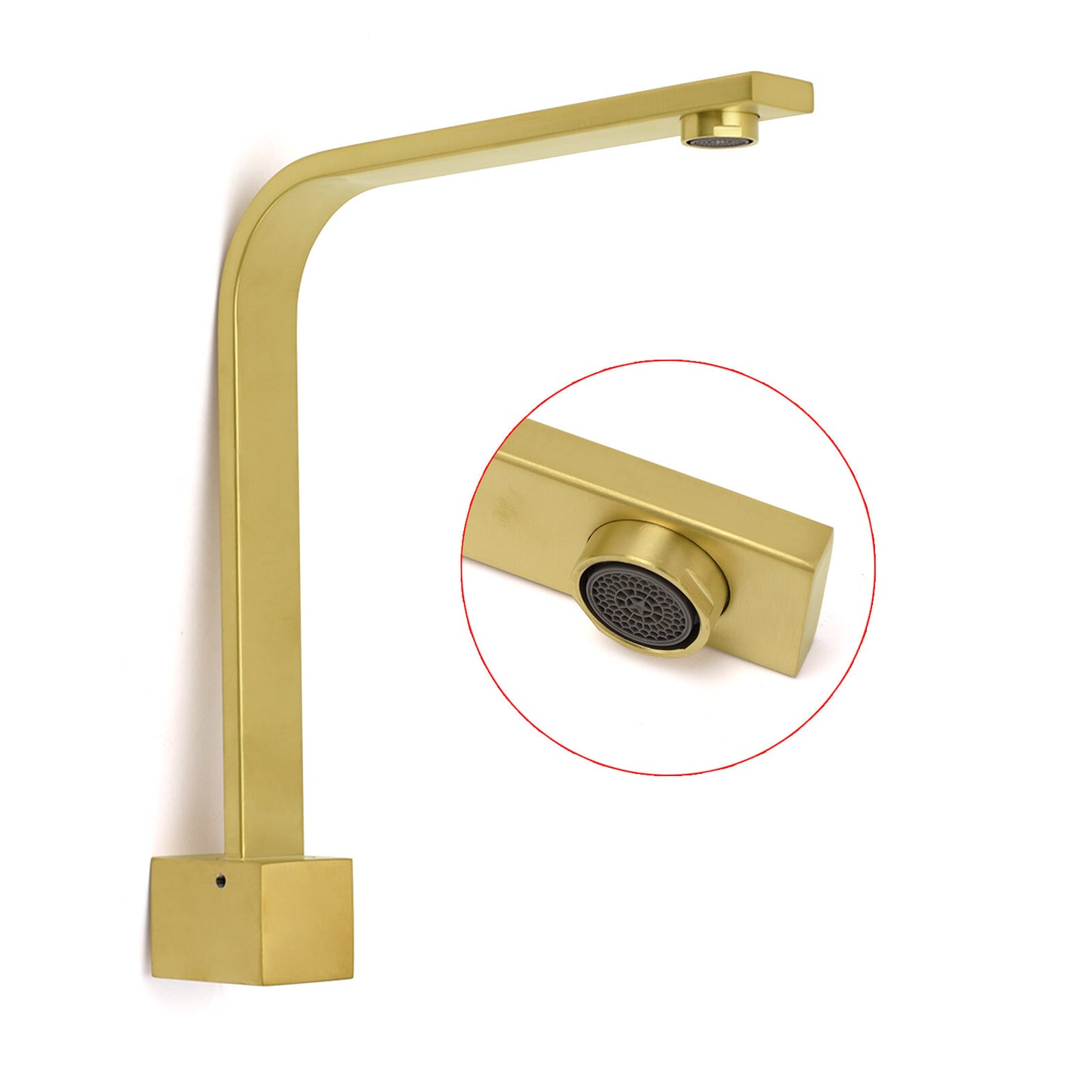 Brushed Gold Square Bathroom Spout Gooseneck Arm Bathtub Filler Tap Water Outlet - Image 3