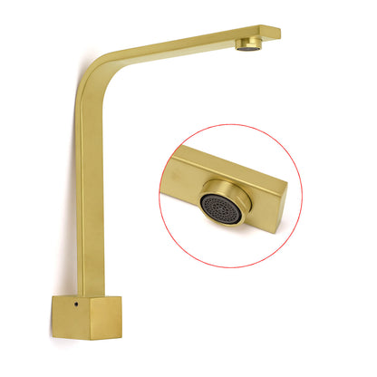 Brushed Gold Square Bathroom Spout Gooseneck Arm Bathtub Filler Tap Water Outlet - Image 3
