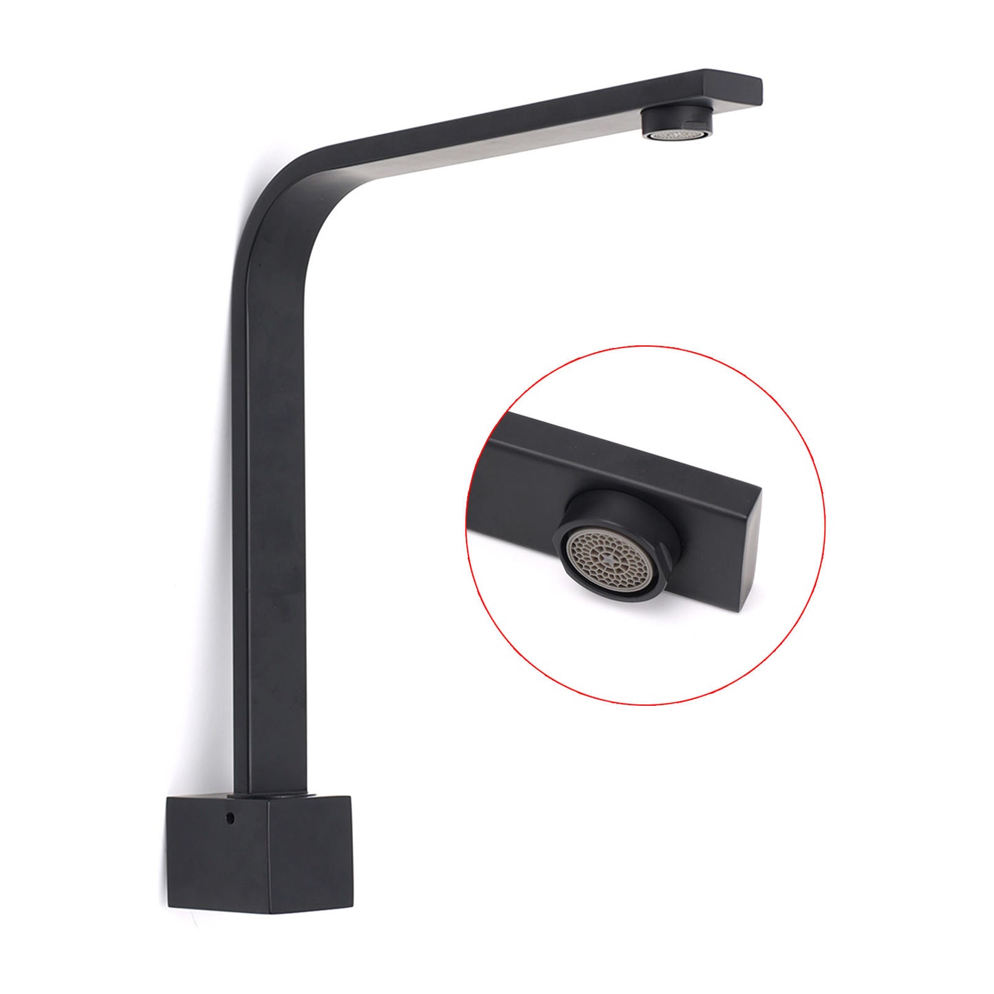 Black Gooseneck Arm High Rise Wall Mounted Bathtub Square Spout Water Outlet - Image 3