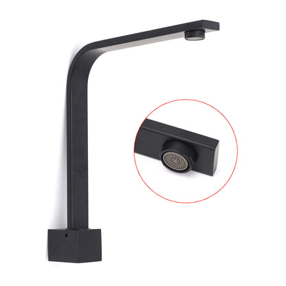 Black Gooseneck Arm High Rise Wall Mounted Bathtub Square Spout Water Outlet - Image 3