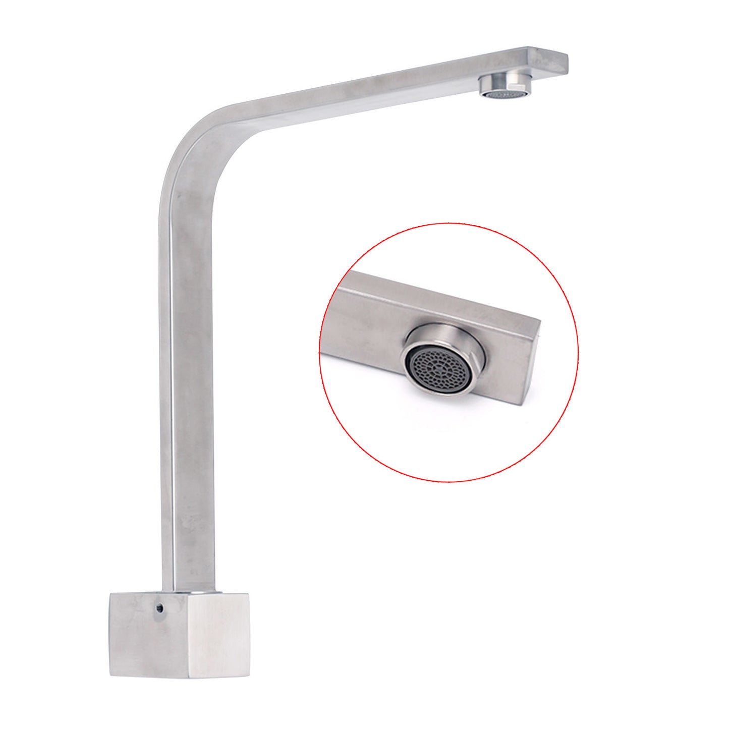 Brushed Nickel Square Spout Gooseneck Arm High Rise Bathtub Filler Water Outlet - Image 3