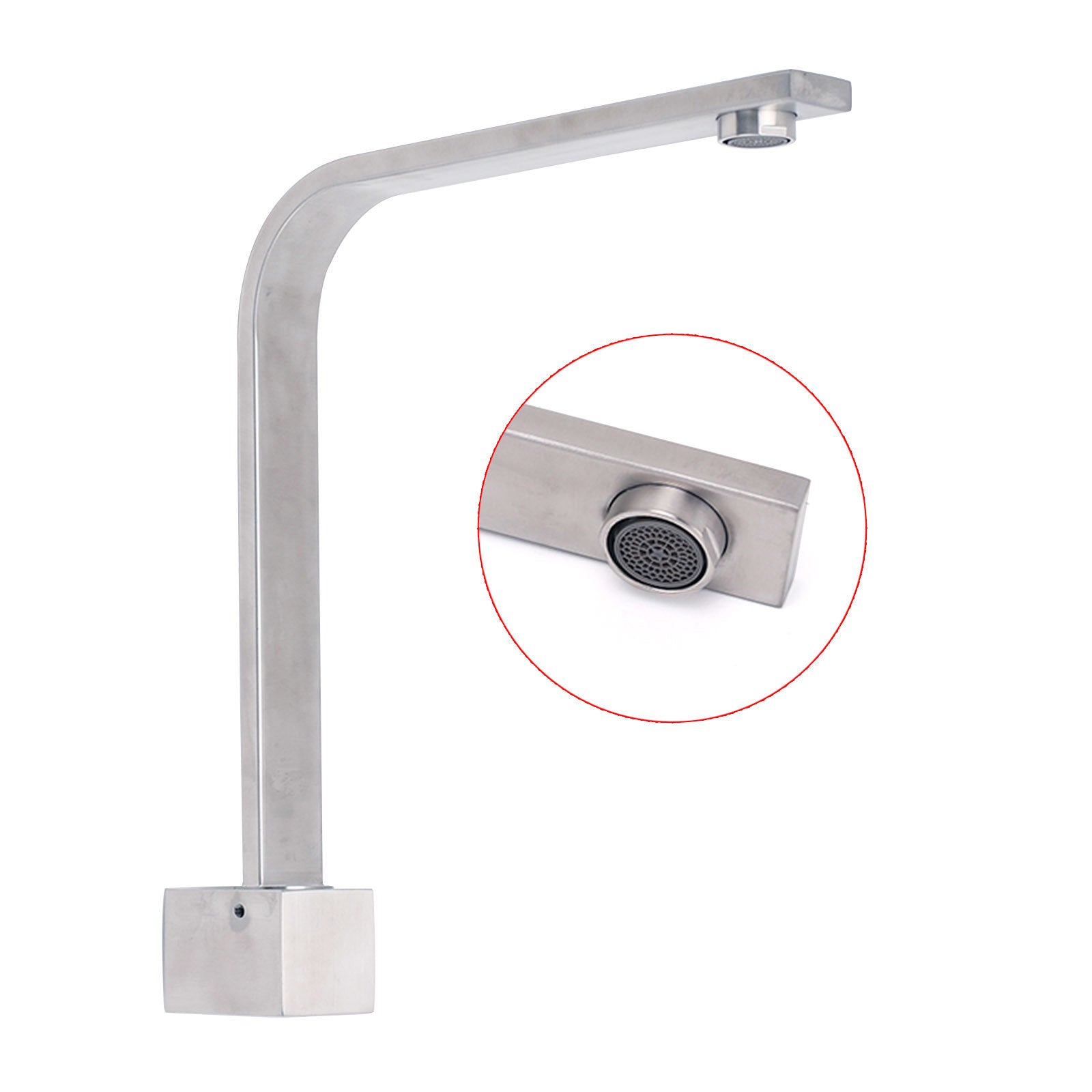 Brushed Nickel Square Spout Gooseneck Arm High Rise Bathtub Filler Water Outlet - Image 3