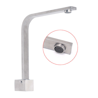 Brushed Nickel Square Spout Gooseneck Arm High Rise Bathtub Filler Water Outlet - Image 3