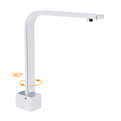 Square Chrome Gooseneck Arm Wall Mounted Swivel Bathtub Spout Faucet Outlet Set - Image 2
