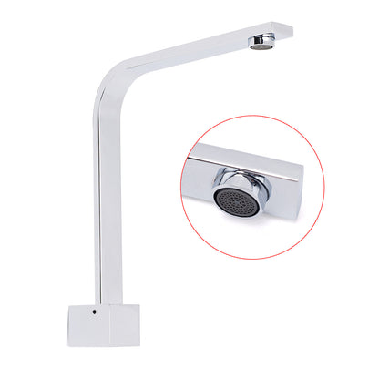 Square Chrome Gooseneck Arm Wall Mounted Swivel Bathtub Spout Faucet Outlet Set - Image 3