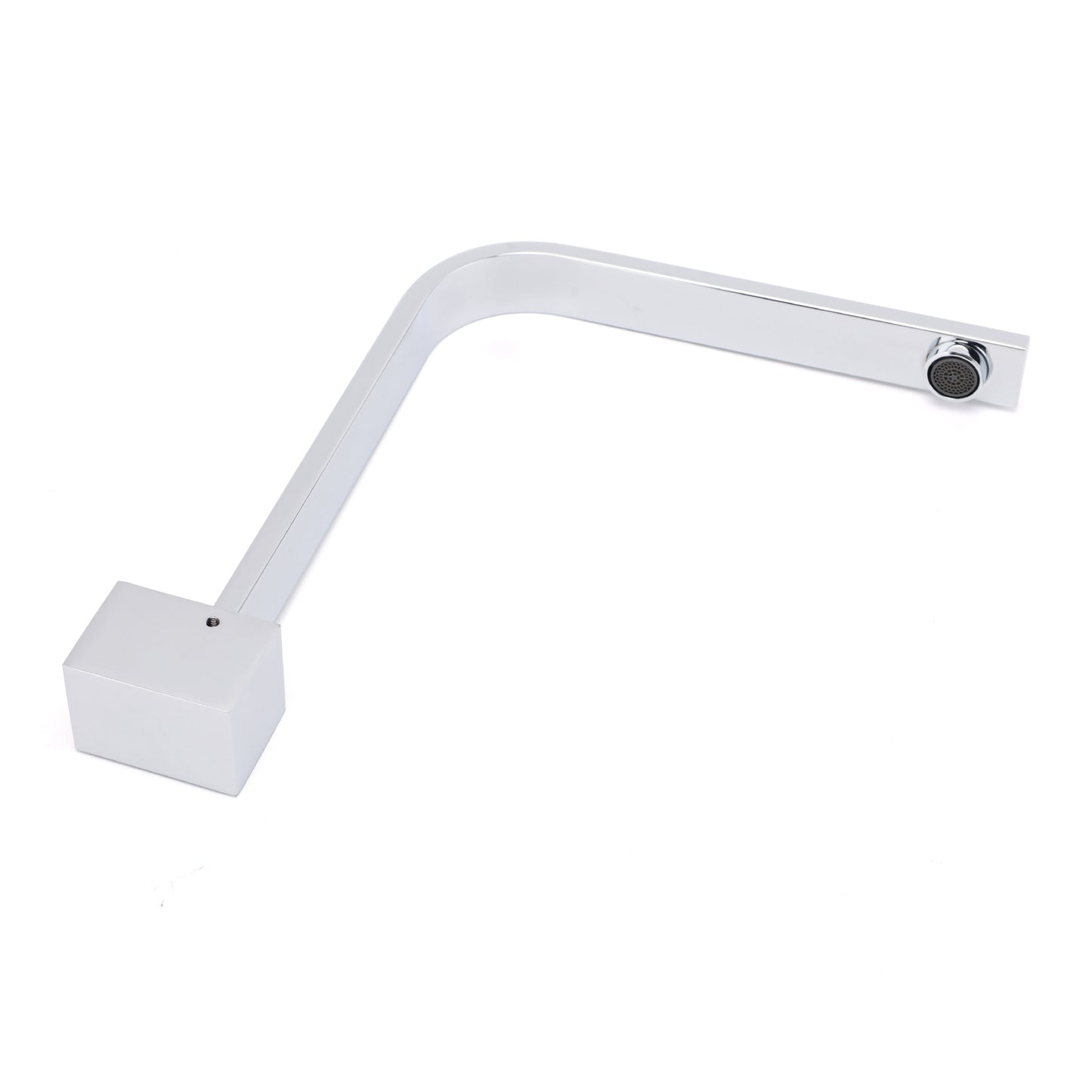 Square Chrome Gooseneck Arm Wall Mounted Swivel Bathtub Spout Faucet Outlet Set - Image 4