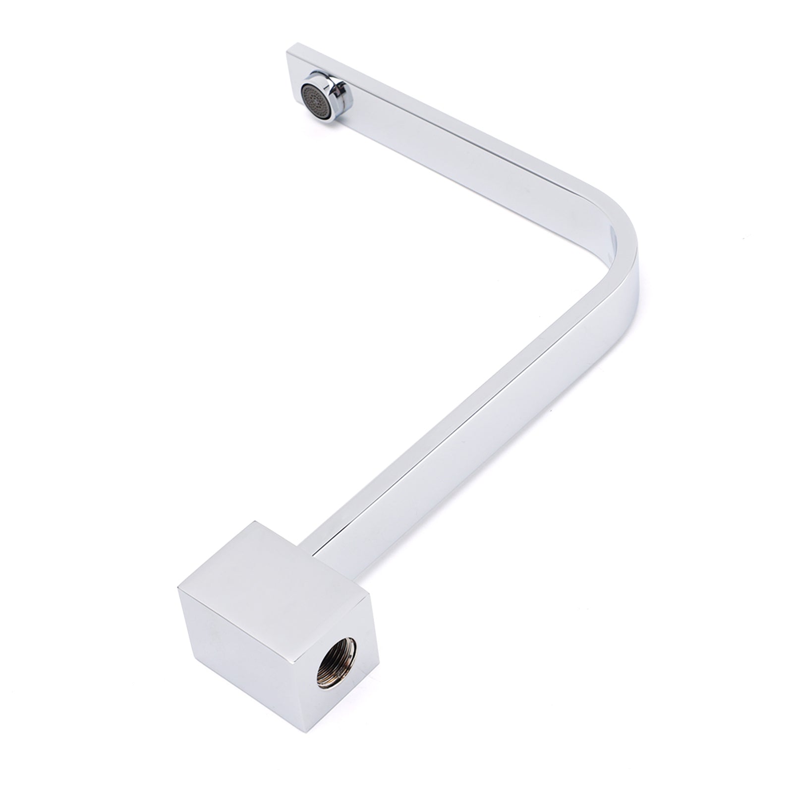 Square Chrome Gooseneck Arm Wall Mounted Swivel Bathtub Spout Faucet Outlet Set - Image 5